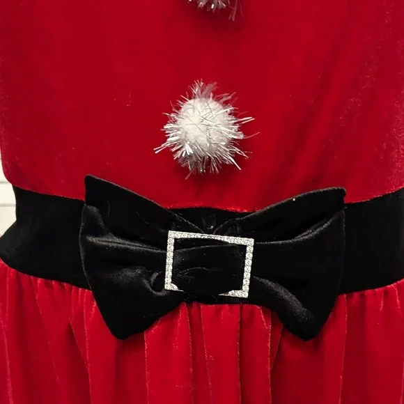 Red Velvet Santa Dress with White Trim - Picture 5 of 6
